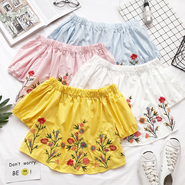 Φρέσκα αμάνικο Κυρίες Μπλούζα με κέντημα σε διάφορα χρώματα