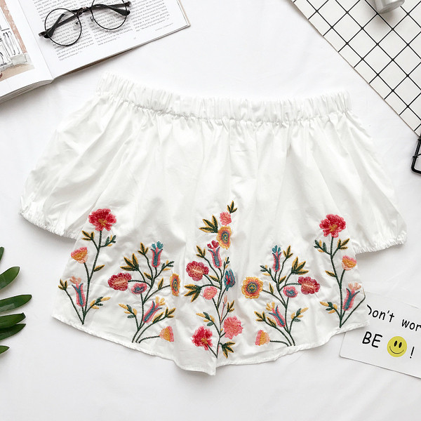 Φρέσκα αμάνικο Κυρίες Μπλούζα με κέντημα σε διάφορα χρώματα