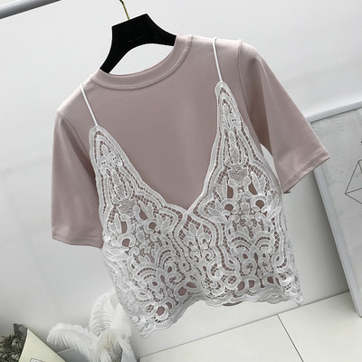 Απλή κυρίες μπλούζα σε διάφορα χρώματα + δαντέλα γιλέκο