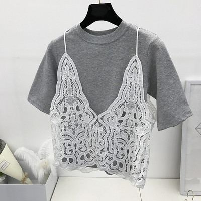 Απλή κυρίες μπλούζα σε διάφορα χρώματα + δαντέλα γιλέκο