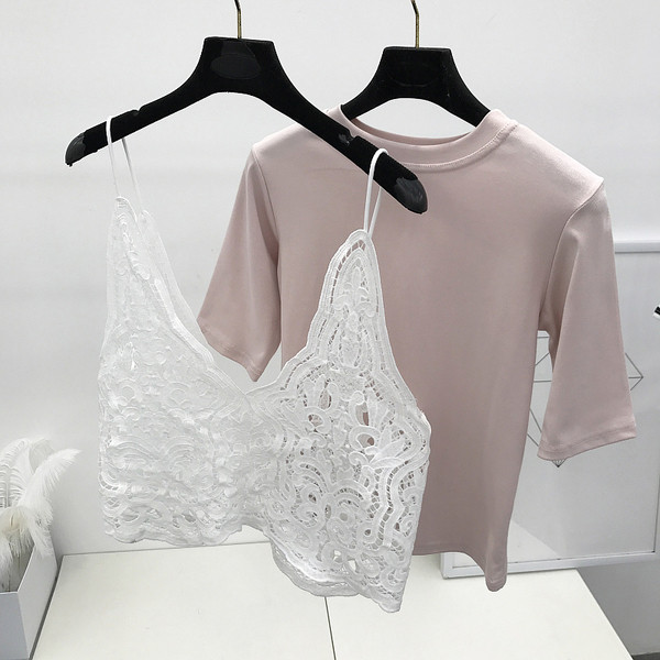 Απλή κυρίες μπλούζα σε διάφορα χρώματα + δαντέλα γιλέκο