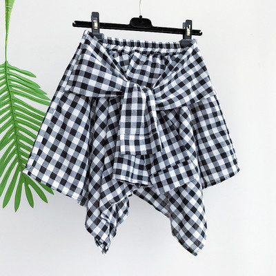 Κομψό κυρίες φούστα καρό δέσιμο μέρος