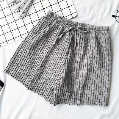 Σύντομη κυρίες πτυχωτό παντελόνι σε γκρι, μαύρο και άσπρο