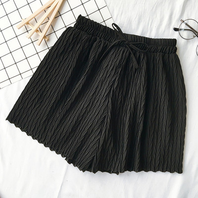 Σύντομη κυρίες πτυχωτό παντελόνι σε γκρι, μαύρο και άσπρο