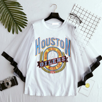 Καλοκαίρι κυρίες μπλούζα σε λευκό και μαύρο χρώμα με μανίκια δαντέλα