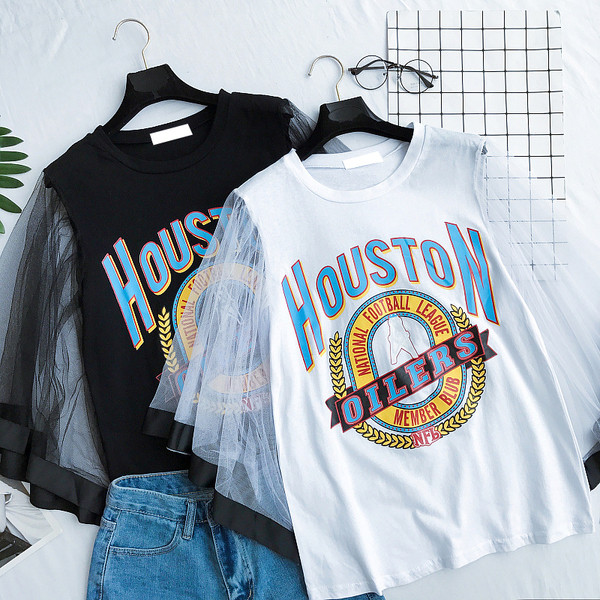 Καλοκαίρι κυρίες μπλούζα σε λευκό και μαύρο χρώμα με μανίκια δαντέλα