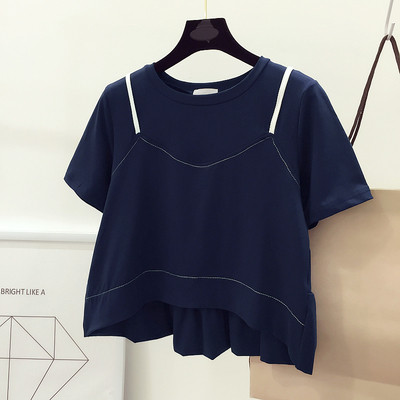 Όμορφες κυρίες μπλούζα με ψεύτικο γιλέκο σε μαύρο και άσπρο