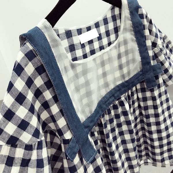 Κυρίες καρό πουκάμισο με μπλε χρώμα