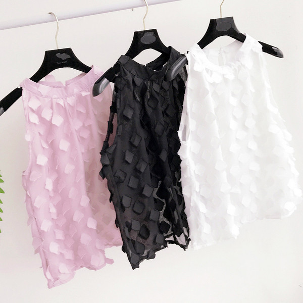 Καλοκαίρι κυρίες γιλέκο σε μαύρο και άσπρο με διακόσμηση