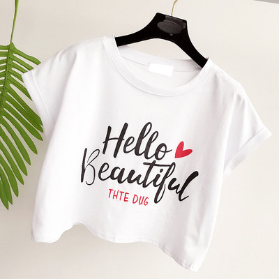 Καλοκαίρι κυρίες κοντή μπλούζα σημειώνονται με κόκκινο χρώμα, λευκό, πράσινο και μαύρο