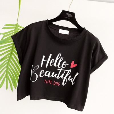 Καλοκαίρι κυρίες κοντή μπλούζα σημειώνονται με κόκκινο χρώμα, λευκό, πράσινο και μαύρο