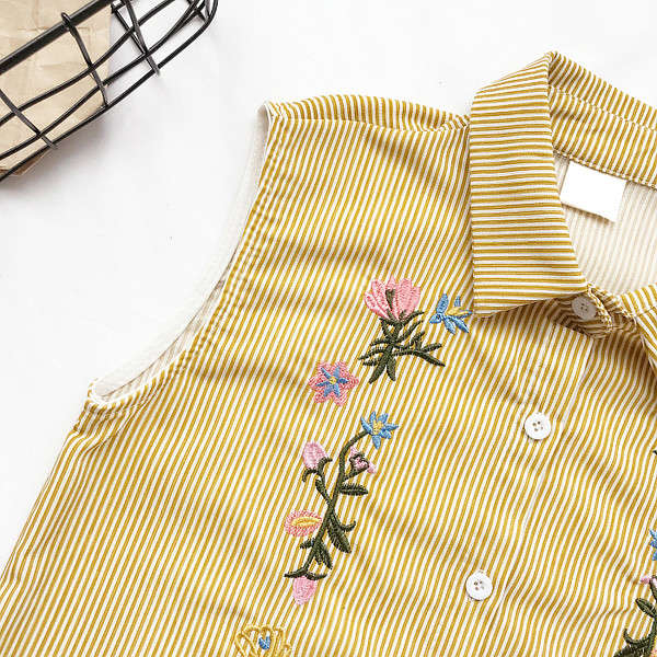 ρίγες πουκάμισο-γιλέκο Σύγχρονη γυναικών με κέντημα