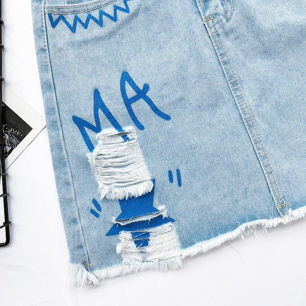 φούστα Σύγχρονη γυναικών σε μπλε χρώμα με την επιγραφή