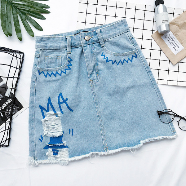 φούστα Σύγχρονη γυναικών σε μπλε χρώμα με την επιγραφή
