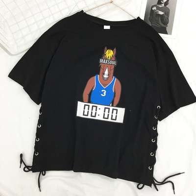 Φρέσκα κυρίες μπλούζα με δεσμούς σε μαύρο, λευκό και κίτρινο