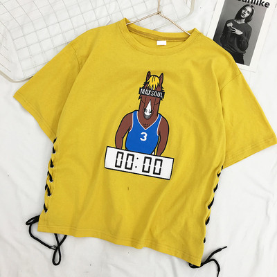 Φρέσκα κυρίες μπλούζα με δεσμούς σε μαύρο, λευκό και κίτρινο