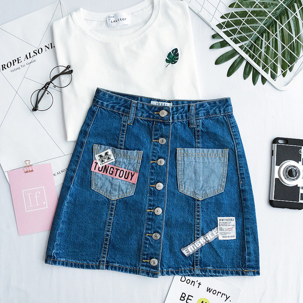 Φρέσκα φούστα τζιν για τις γυναίκες με υψηλή μέση