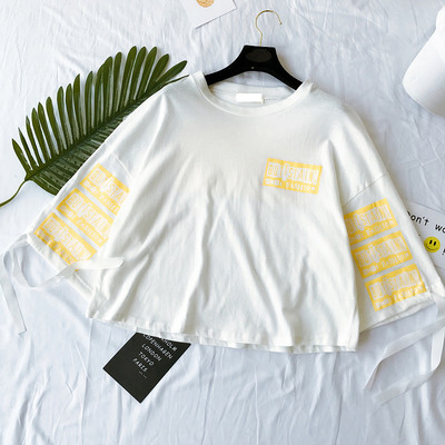 Καλοκαίρι κυρίες μπλούζα με επιγραφές και 3/4 freestyle μανίκι