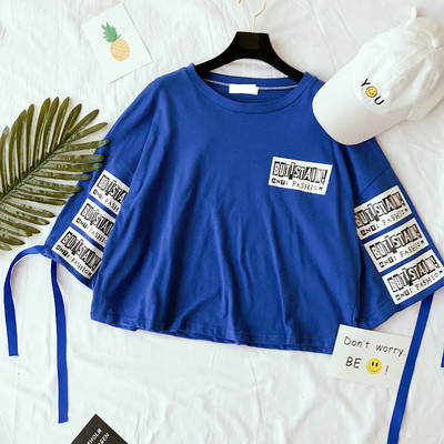 Καλοκαίρι κυρίες μπλούζα με επιγραφές και 3/4 freestyle μανίκι