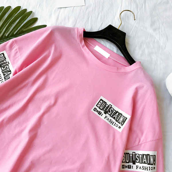 Καλοκαίρι κυρίες μπλούζα με επιγραφές και 3/4 freestyle μανίκι