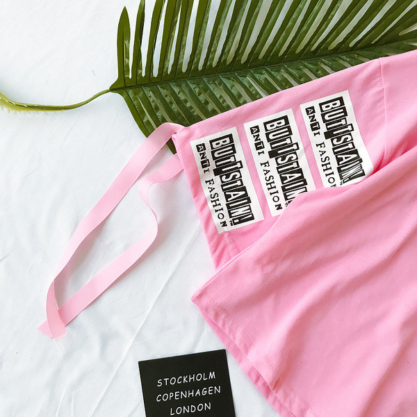 Καλοκαίρι κυρίες μπλούζα με επιγραφές και 3/4 freestyle μανίκι