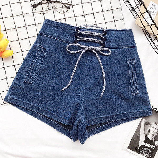 σορτς Κομψό κυρίες με δεσμούς μπλε και σκούρο μπλε