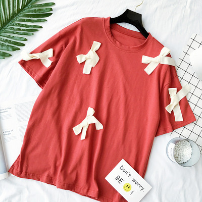 μπλούζα Κομψή γυναικεία σε μαύρο, κόκκινο και λευκό χρώμα με κορδέλες