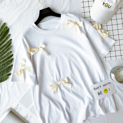 μπλούζα Κομψή γυναικεία σε μαύρο, κόκκινο και λευκό χρώμα με κορδέλες