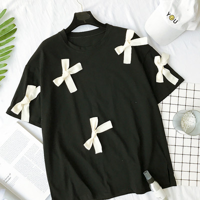 μπλούζα Κομψή γυναικεία σε μαύρο, κόκκινο και λευκό χρώμα με κορδέλες