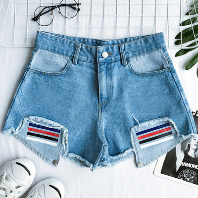 Κομψό κυρίες σύντομο παντελόνι τζιν σε μπλε χρώμα