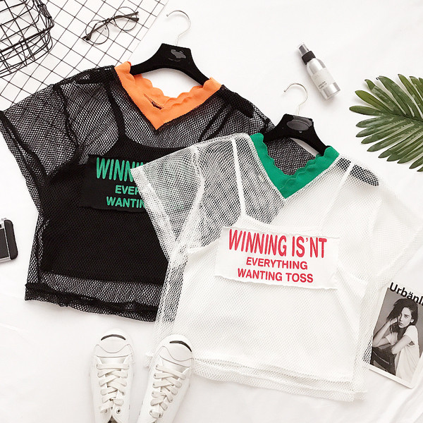 Καλοκαίρι Γυναικεία Μπλούζα - διαφανές, λευκό και μαύρο