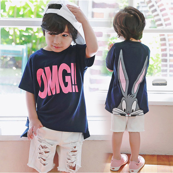 Casual παιδική μπλούζα για παιδιά με ένα κινούμενο σχέδιο σε σκούρο μπλε χρώμα