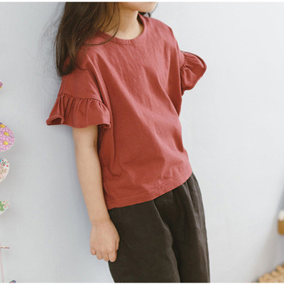 Семпла детска блуза за момичета в бял и червен цвят