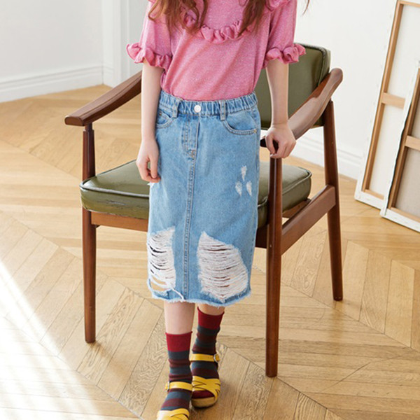 φούστα Σύγχρονη παιδιών για τα κορίτσια σε μπλε και σκούρο μπλε χρώμα και τεμαχισμένα