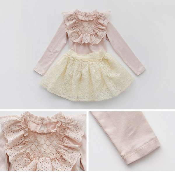 Свежа детска блуза за момичета с дантела 