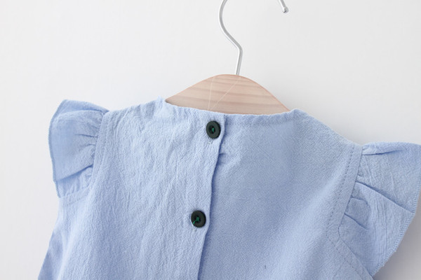 Κομψό παιδικό σετ για κορίτσια με μακρύ παντελόνι σε λευκό και φρέσκο ​​μπλε αμάνικο