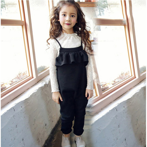 Όμορφο παιδικό λόσωμο παντελόνι για κορίτσια σε μαύρο και κίτρινο χρώμα