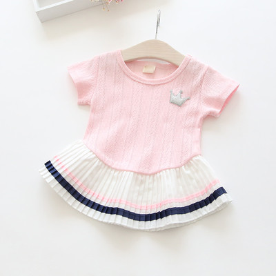 Детска ежедневна блуза за момичета в розов, бял и сив цвят