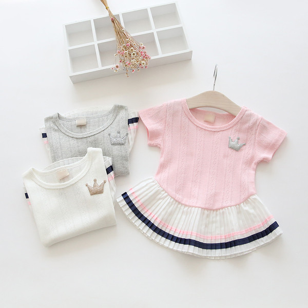 Детска ежедневна блуза за момичета в розов, бял и сив цвят