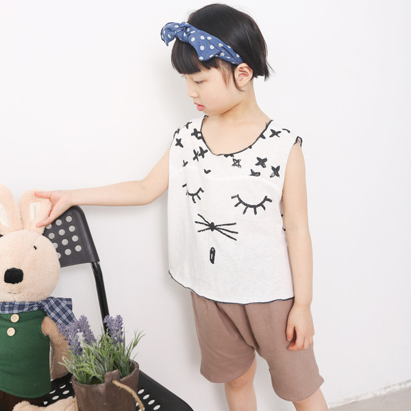 Детски потник за момичета и момчета с изображение в сив и бял цвят