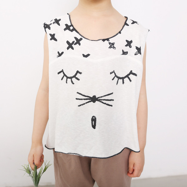 Детски потник за момичета и момчета с изображение в сив и бял цвят