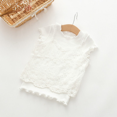 Детска блуза за момичета с дантелен потник