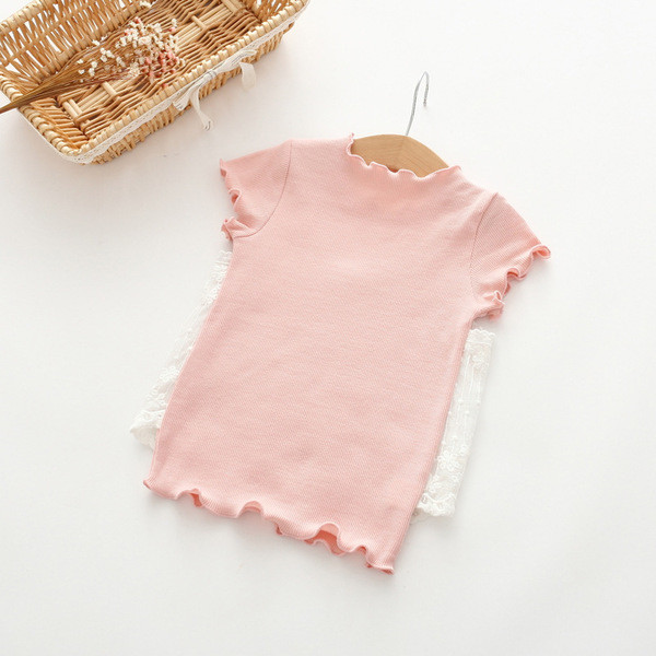 Детска блуза за момичета с дантелен потник