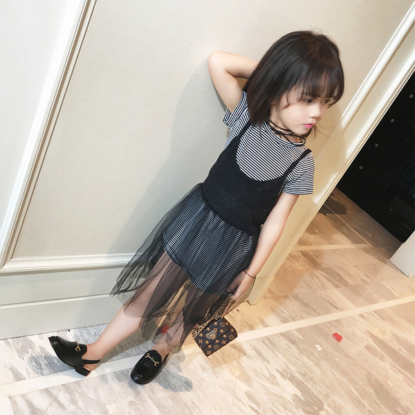 Детска рокля за момичета, с имитация на потник с воал