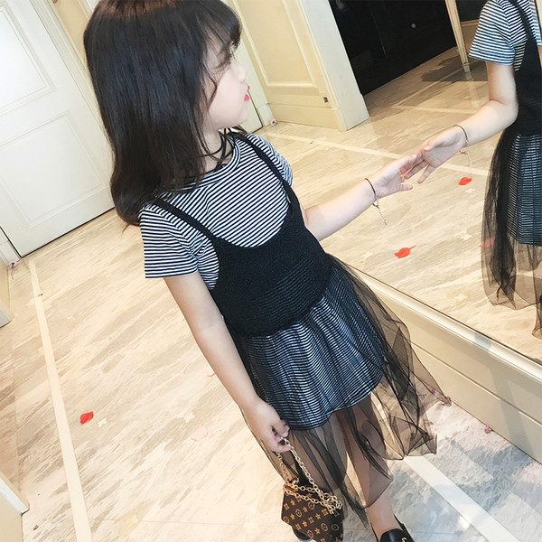 Детска рокля за момичета, с имитация на потник с воал