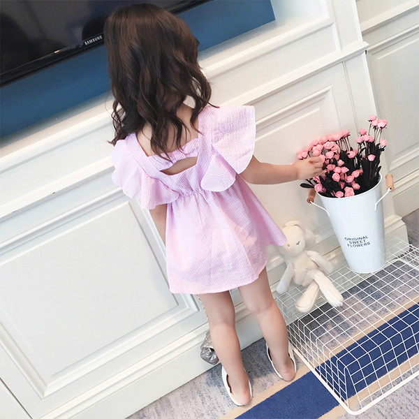 Детска сладка рокля за момичета в широк модел на райе