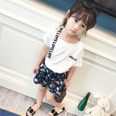 Лятна детска блуза за момичета в бял цвят с надпис