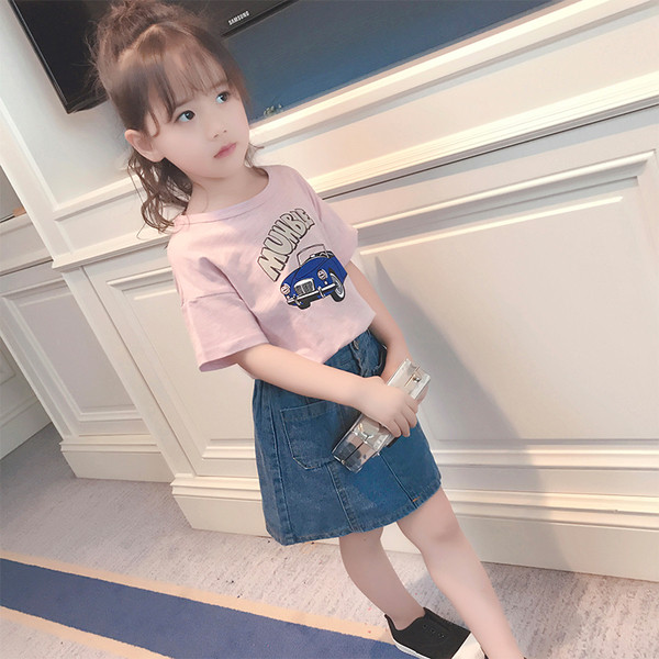 Сладка детска блуза за момичета в син и розов цвят