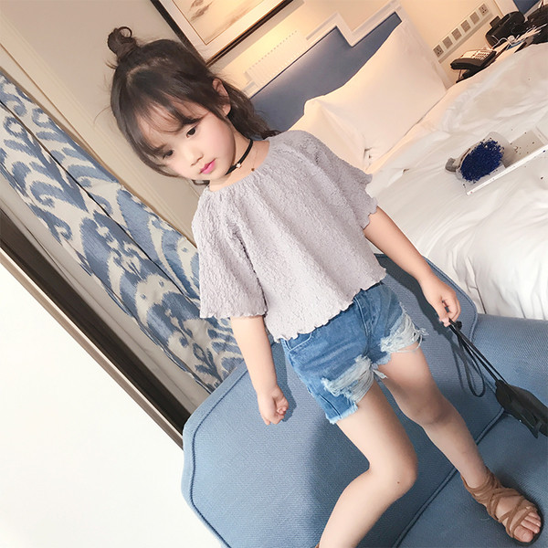 Красиви и модерни детски къси панталони за момичета с висока талия - ластични