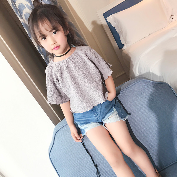 Красиви и модерни детски къси панталони за момичета с висока талия - ластични